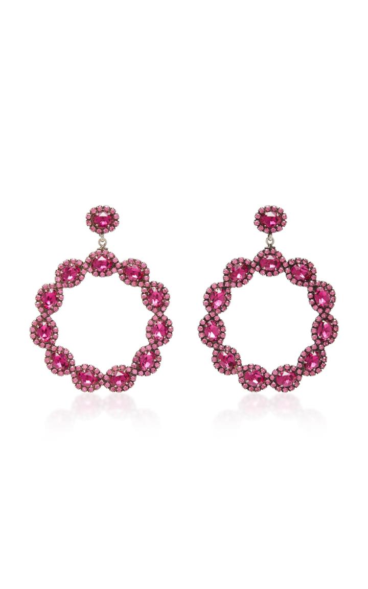 Dannijo Isabelle Pink Brass And Crystal Hoop Earrings