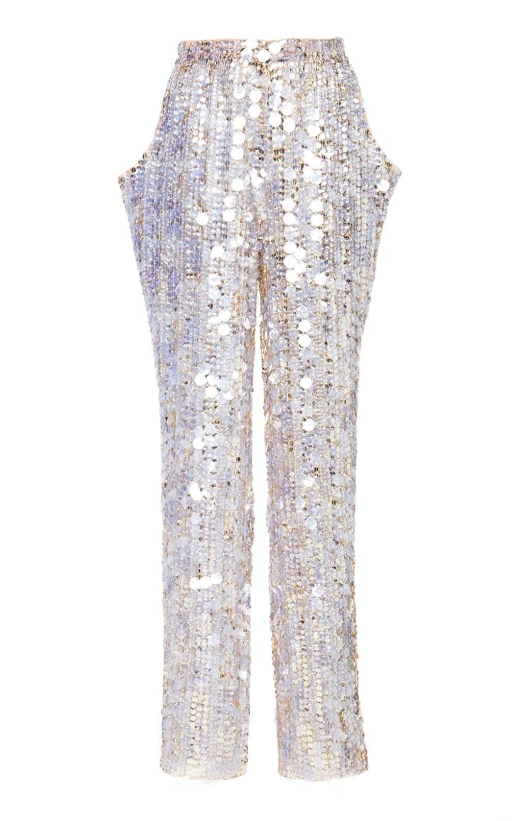 Moda Operandi Alitte Metallic Silk Embroidered Trouser Size: 0