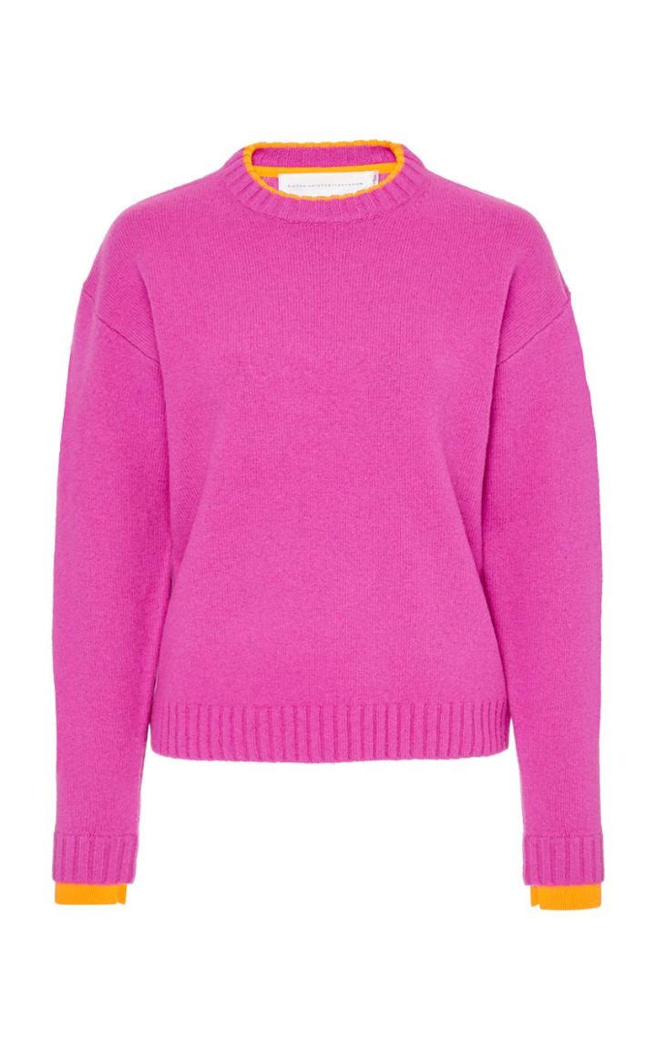 Victoria Victoria Beckham Two-tone Ribbed-knit Sweater