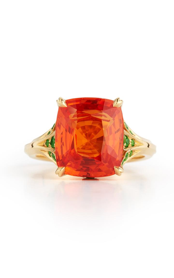 Moda Operandi Mcteigue & Mcclelland Vivid Orange Sapphire Flora Pave Ring Size: 4.5