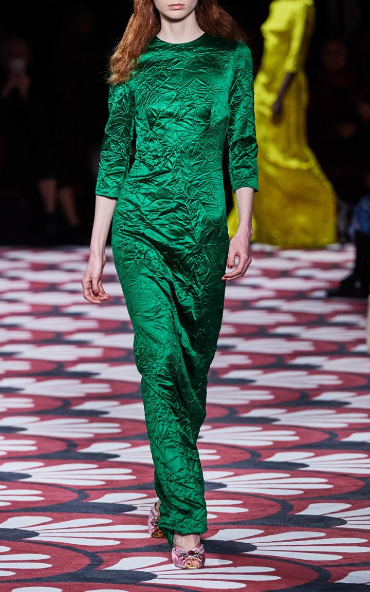 Moda Operandi Miu Miu Crinkled Silk Maxi Length Dress