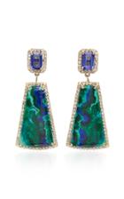 Eden Presley 14k Gold Malachite Azurite Diamond And Tanzanite Earrings