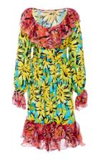 Michael Kors Collection Crushed Chiffon Silk Ruffle Dress