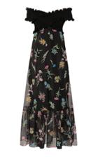 Anna October Ani Floral-print Organza Off-the-shoulder Maxi Dress