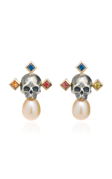 Rachel Quinn Skull Cross 18k Gold And Sterling Silver Earrings