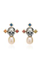 Rachel Quinn Skull Cross 18k Gold And Sterling Silver Earrings