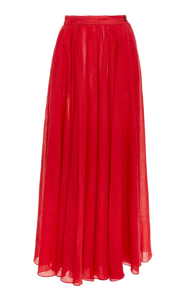 Three Graces London Arlene Gathered Ramie Maxi Skirt