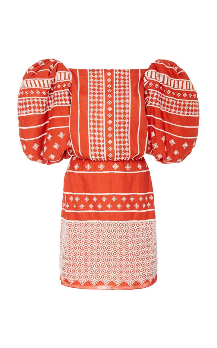 Johanna Ortiz Himalayas Embroidered Cotton Voile Mini Dress