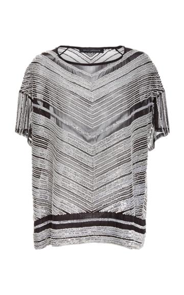 Sally Lapointe Striped Sequin Oversized Tee