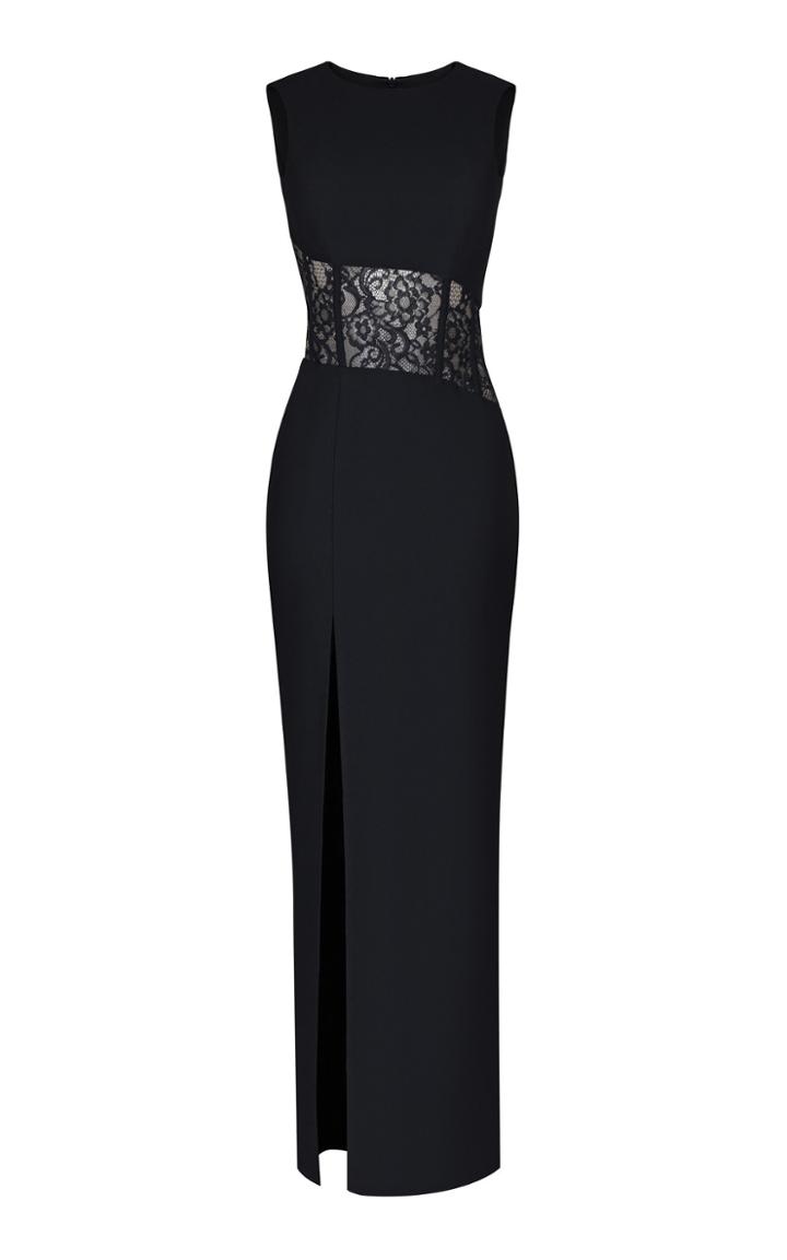 Rasario Asymmetrical Crepe And Lace Maxi Dress