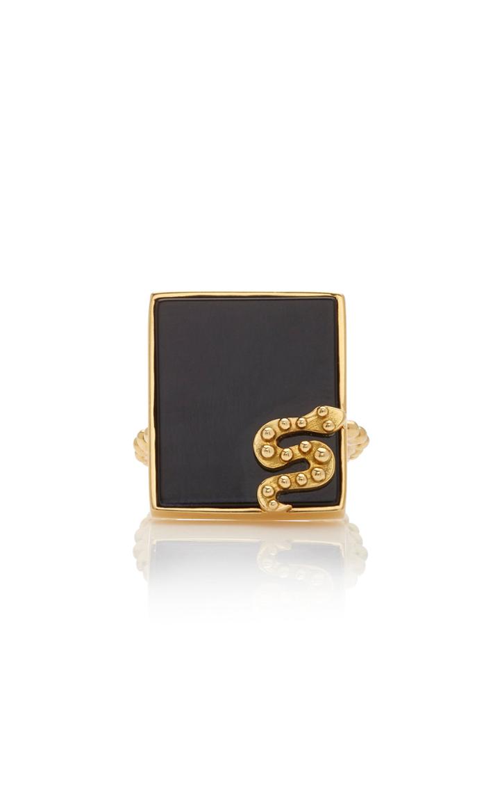 Moda Operandi Gaya 18k Yellow Gold Onyx Mini Snake Ring
