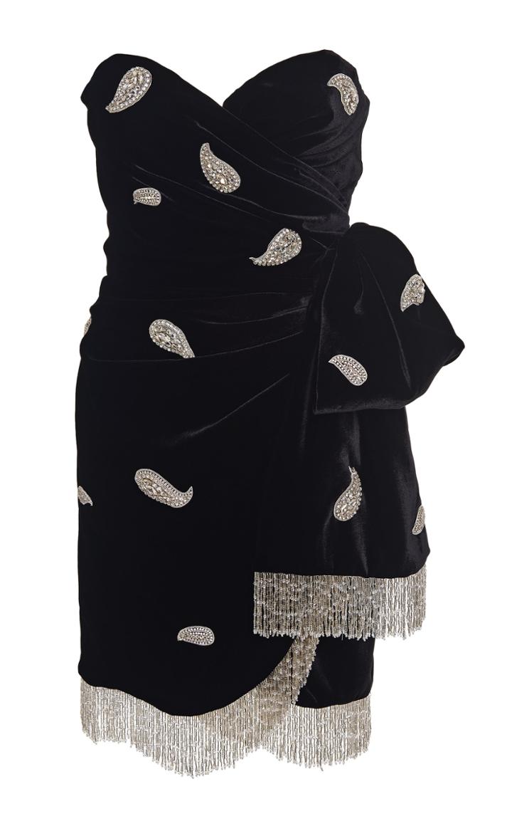 Dundas Embellished Wrap-effect Velvet Mini Dress Size: 36