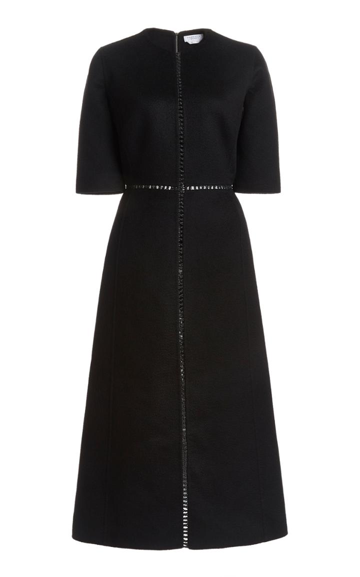 Moda Operandi Gabriela Hearst Norma Leather-detailed Cashmere Midi Dress