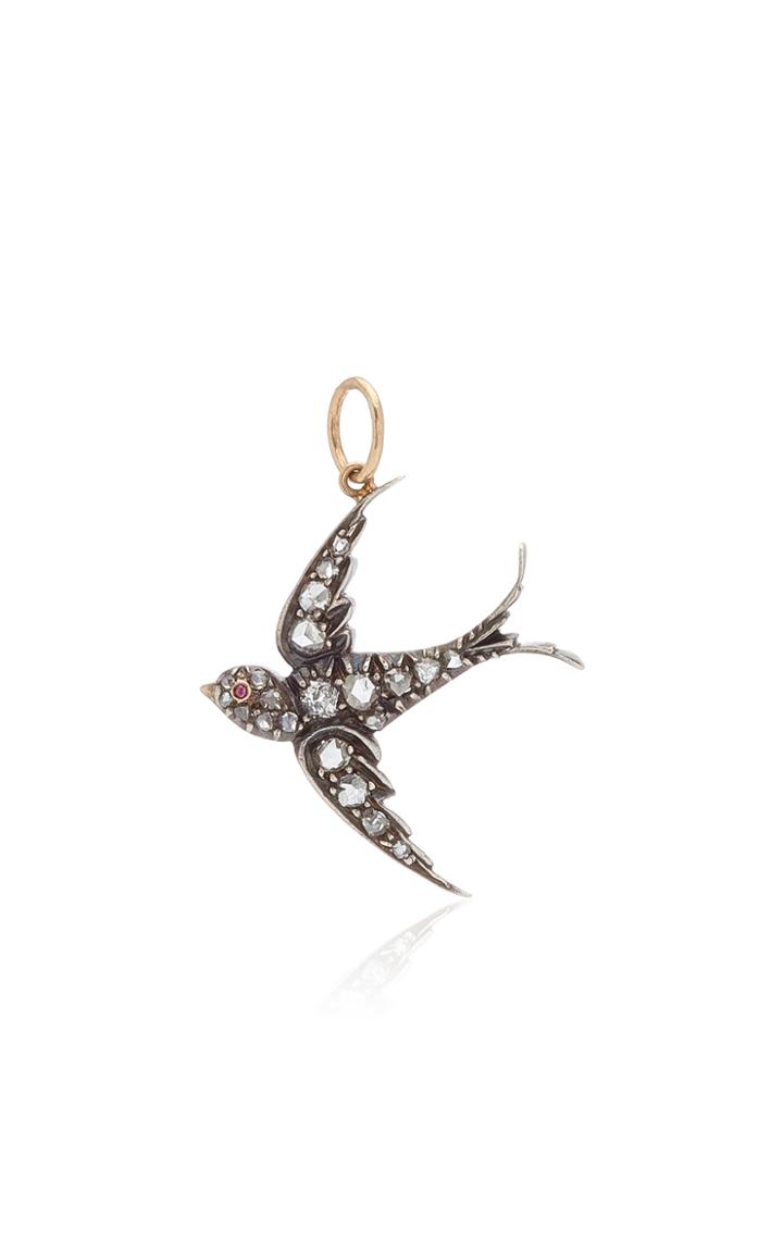 Moda Operandi Stephanie Windsor Silver Victorian Diamond Swallow Charm