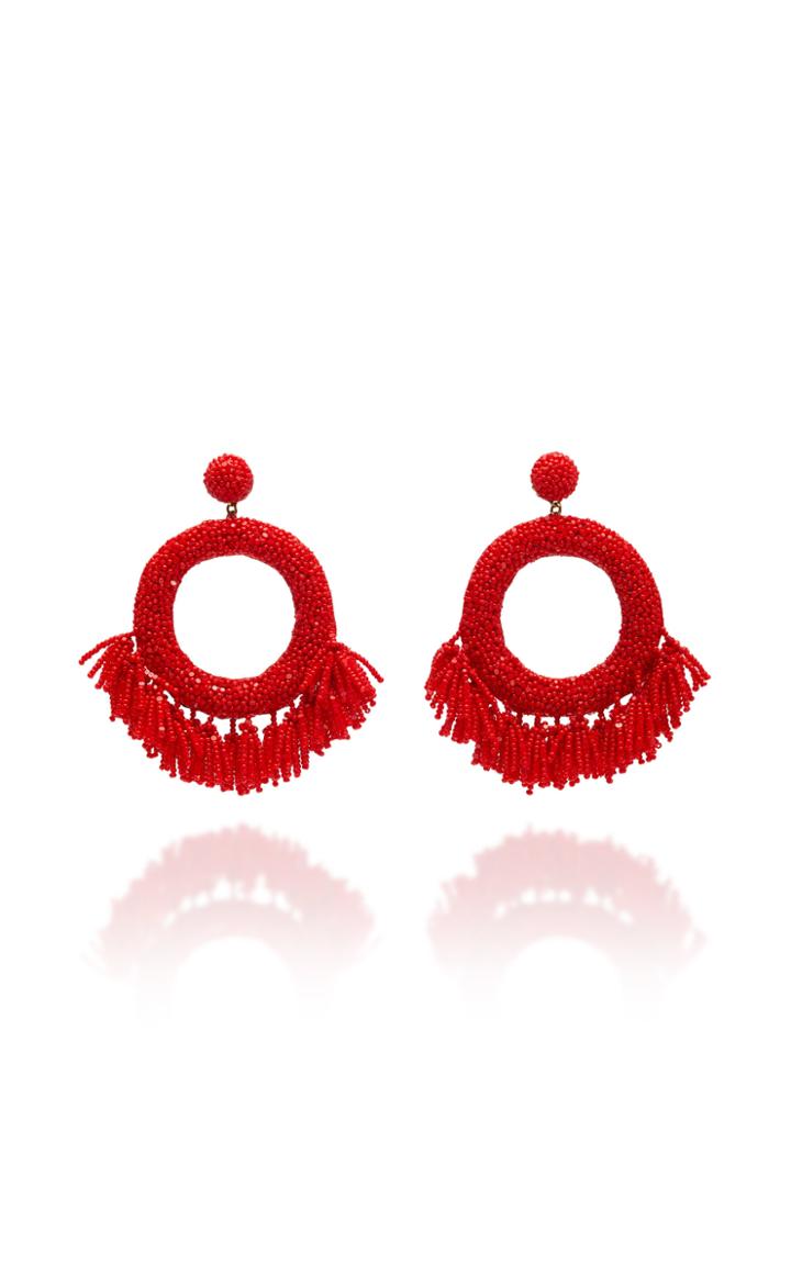 Deepa Gurnani Glass Fringe Drop Hoop Earrings