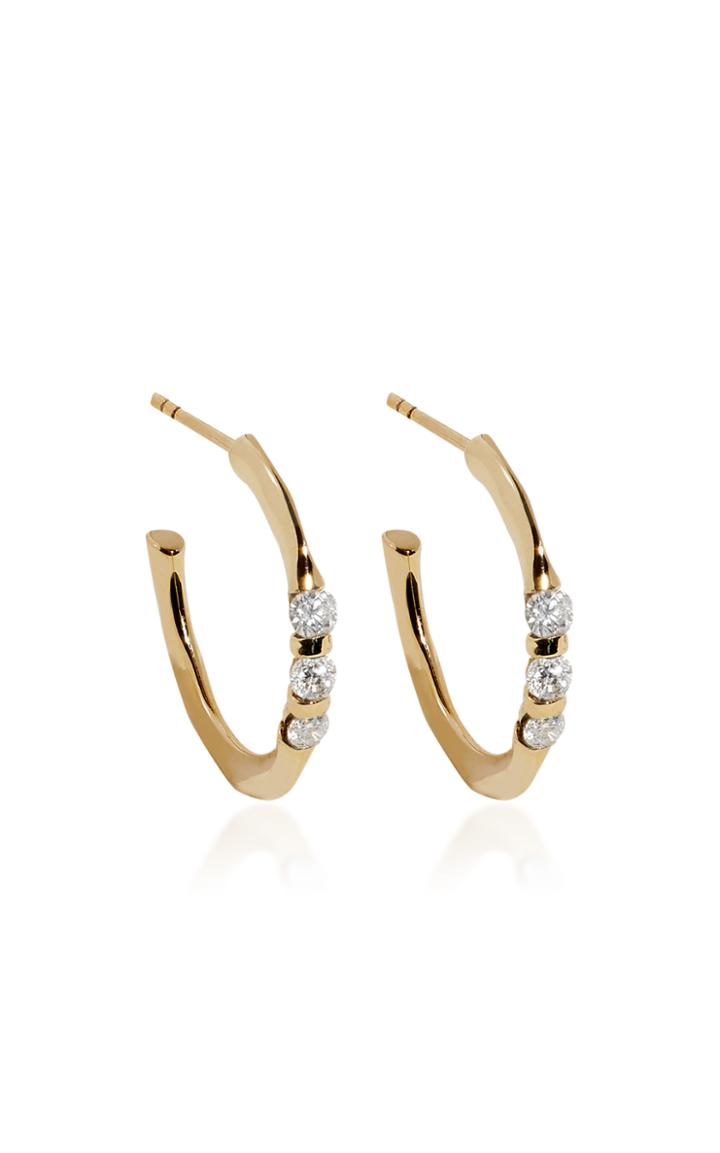 Pamela Love Floating 18k Yellow-gold And Diamond Hoops