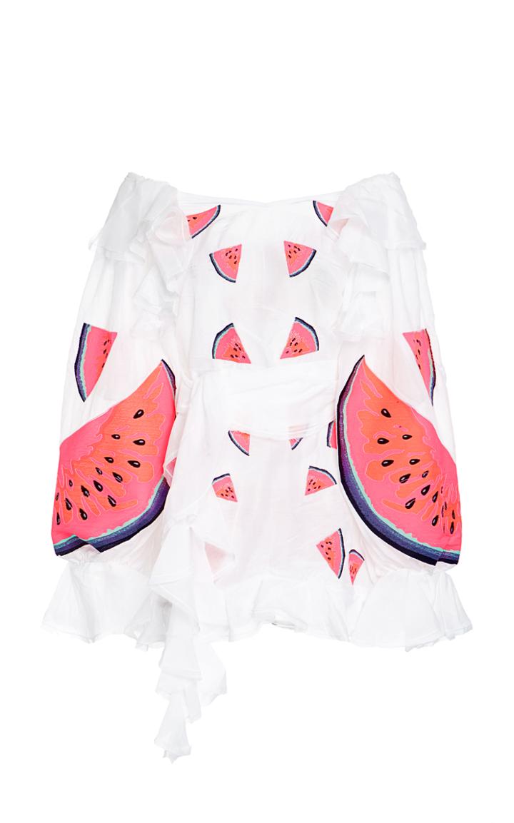 Yuliya Magdych Batiste Watermelon Mini Dress