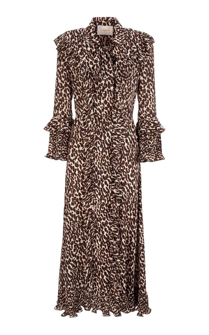 La Doublej Ruffled Printed Chiffon Maxi Dress
