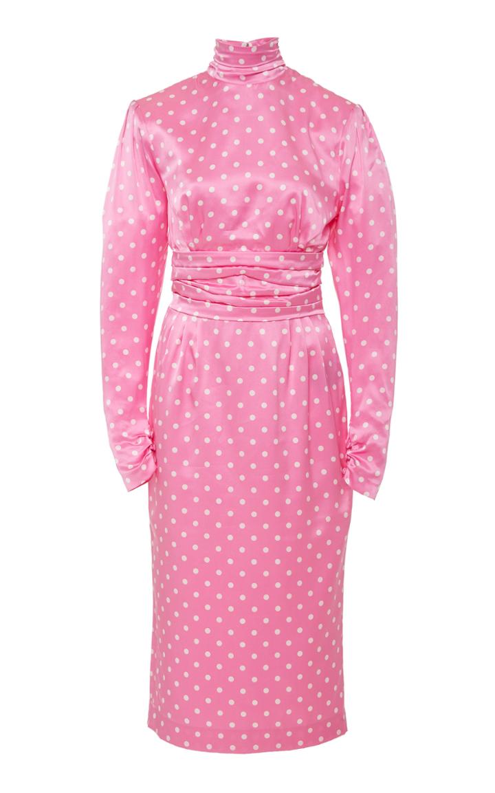 Alessandra Rich Polka-dot Silk-satin Midi Dress