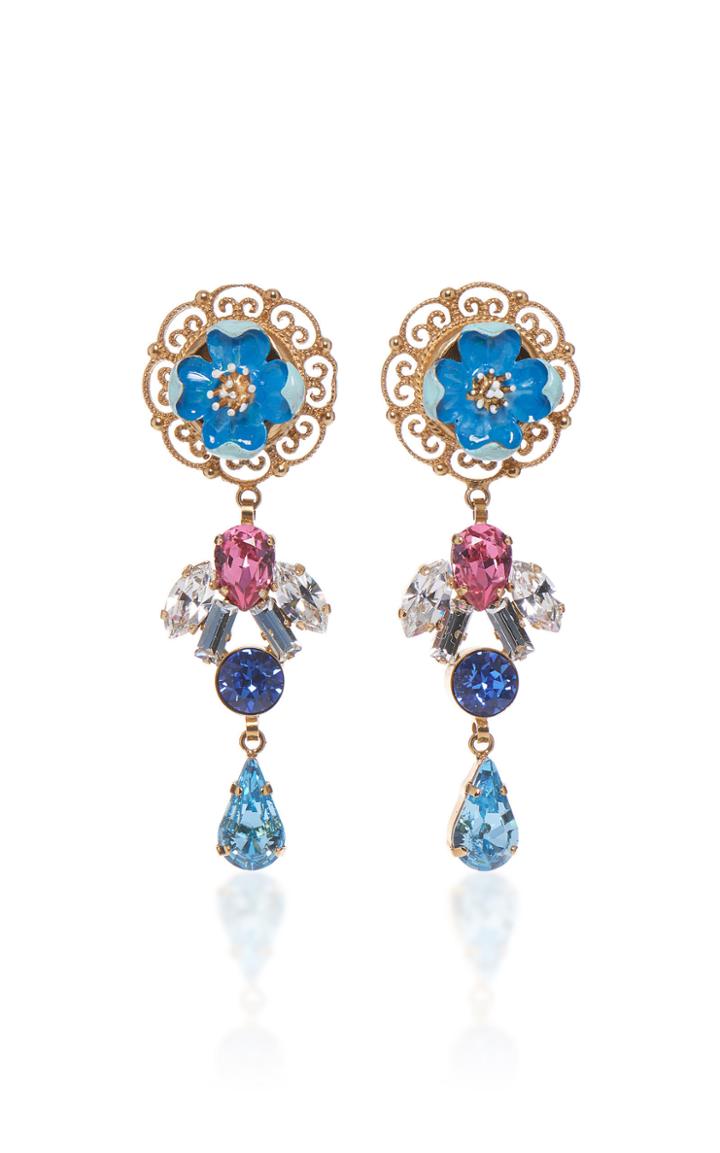 Dolce & Gabbana Gold-tone Brass And Crystal Clip Earrings
