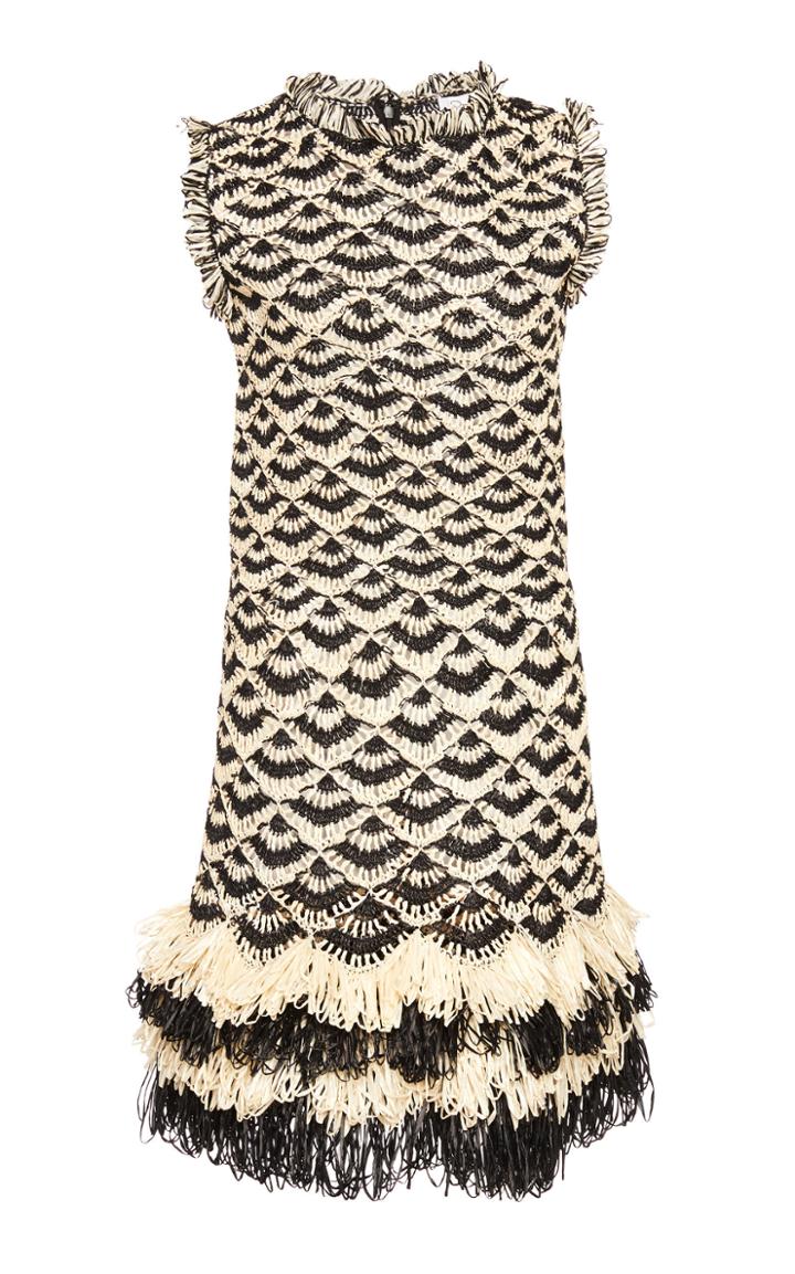 Moda Operandi Oscar De La Renta Fringed Pointelle-raffia Dress Size: 2