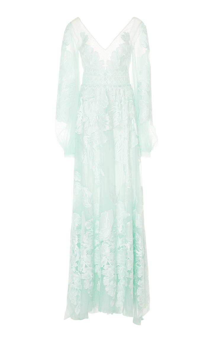 Costarellos Bishop Sleeve Long Dress
