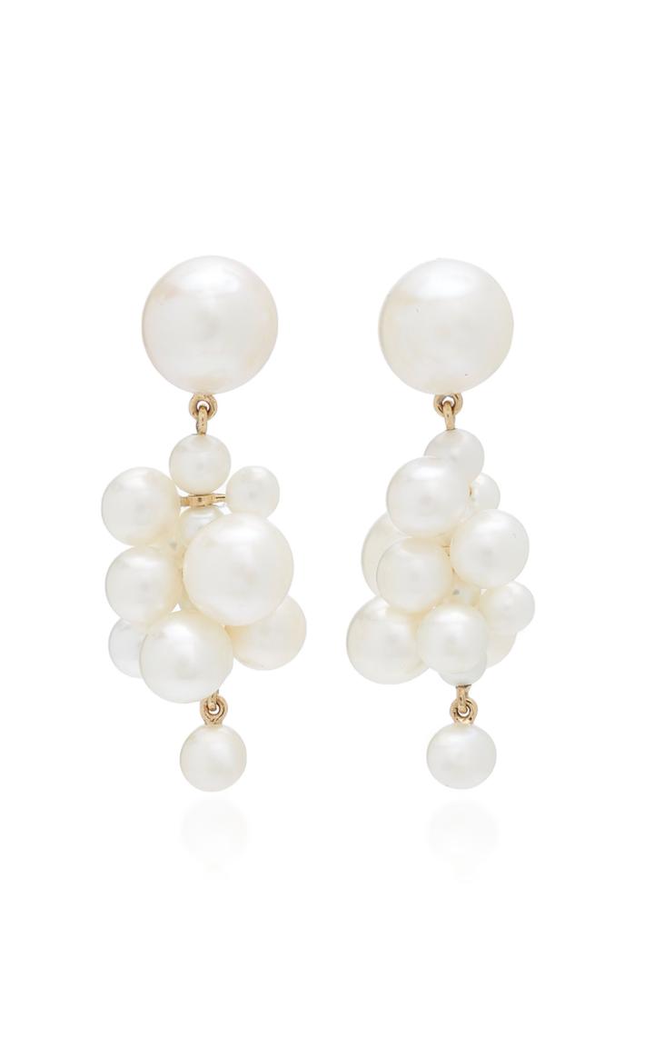 Sophie Bille Brahe Botticelli 14k Gold Pearl Earrings