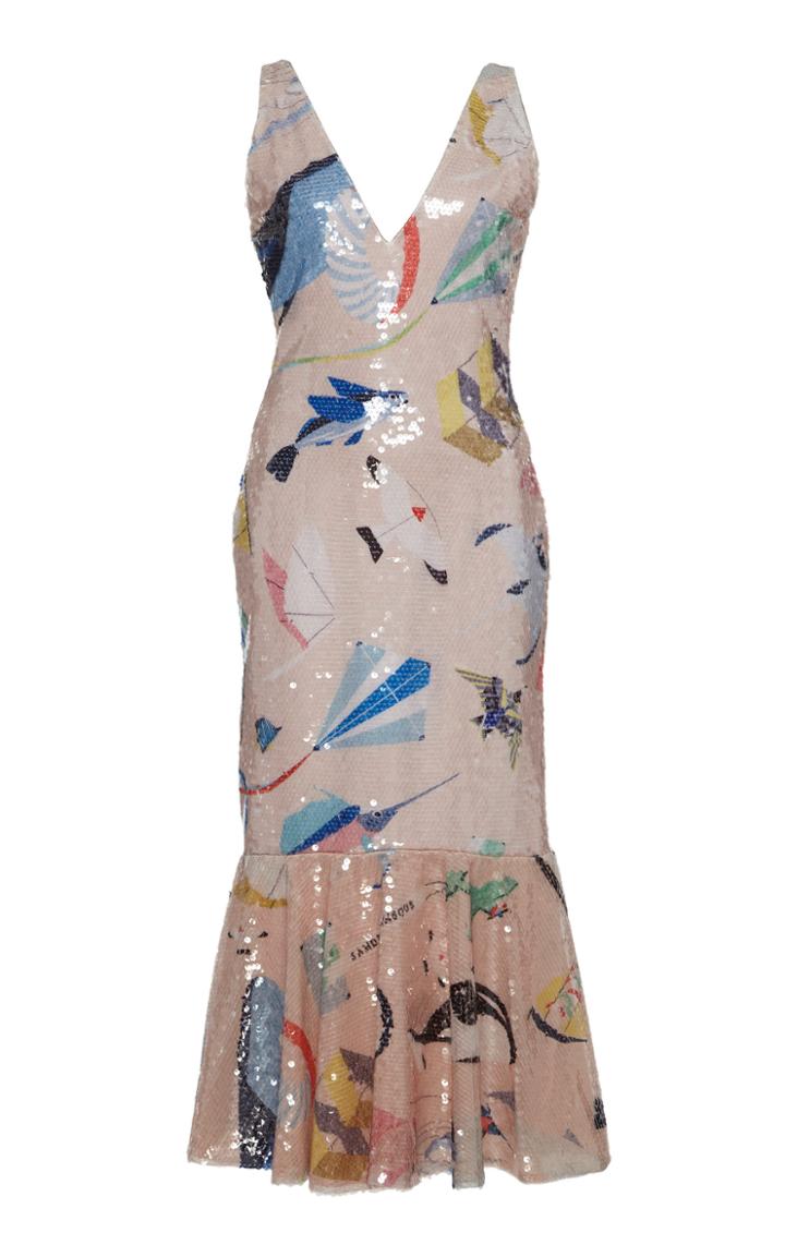 Sandra Mansour Cerf-volant Printed Sequin Dress