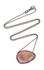 Kimberly Mcdonald One-of-a-kind Pink Geode Pendant With Pink Sapphires Set In 18k White Gold With Black Rhodium