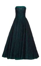 Costarellos Floral Embroidered Strapless Gown