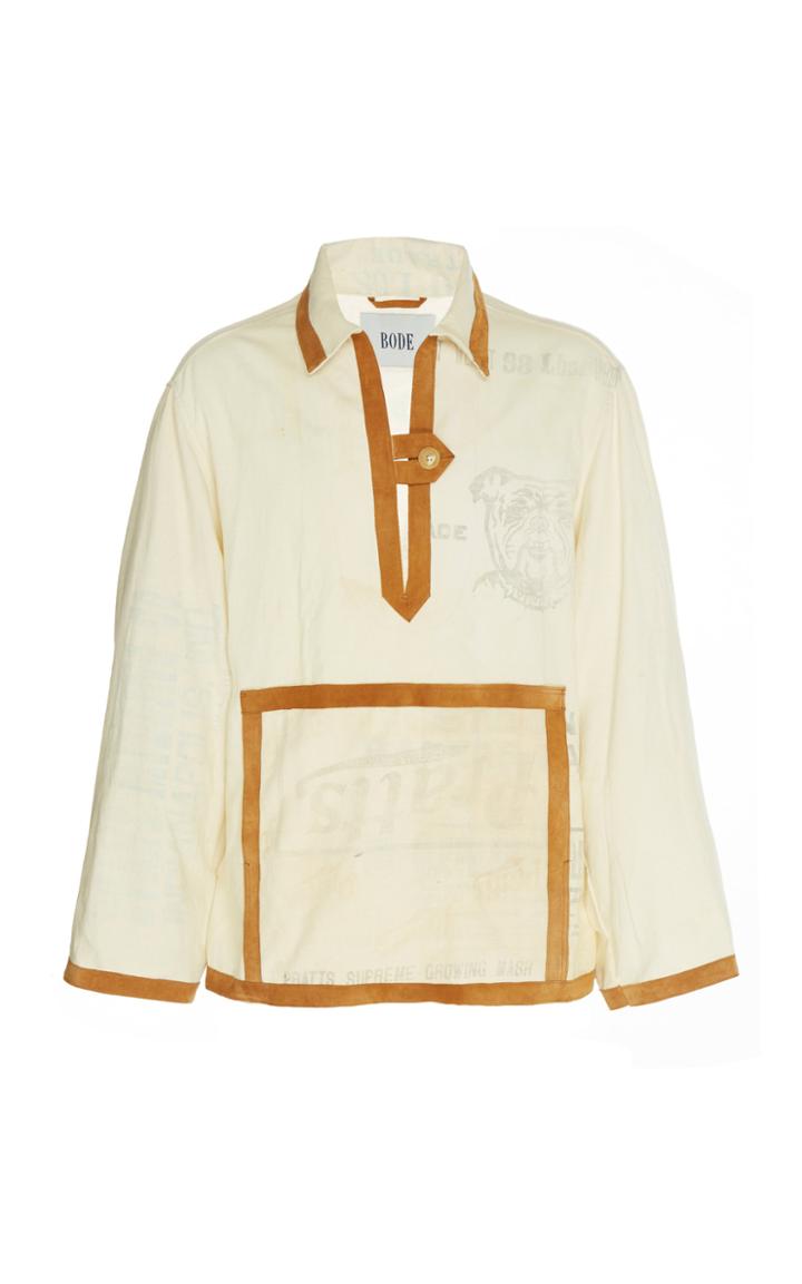 Bode Feedsack Suede Tab Pullover
