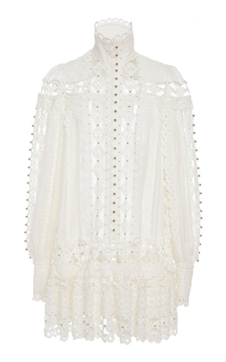 Zimmermann Moncur Beaded Cotton-blend Mini Dress
