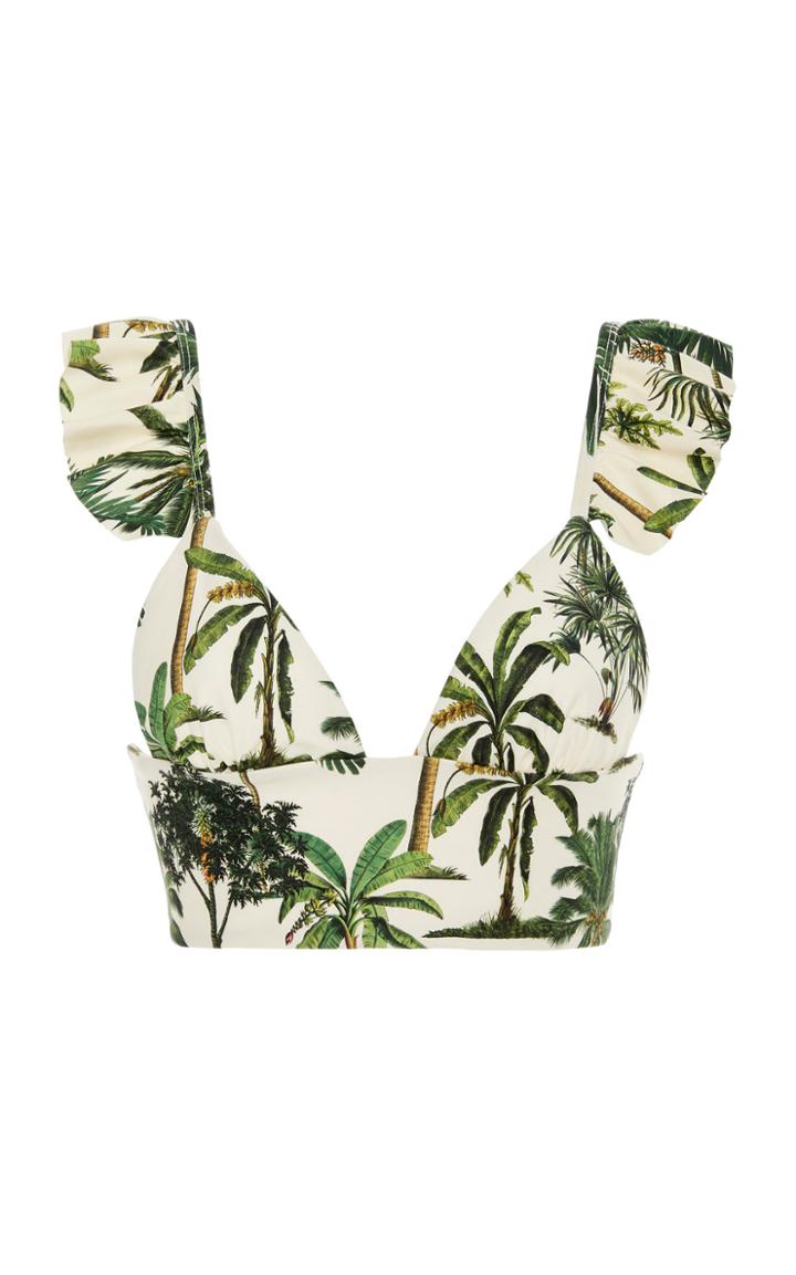 Agua By Agua Bendita Geranium Ruffled Shoulder Top