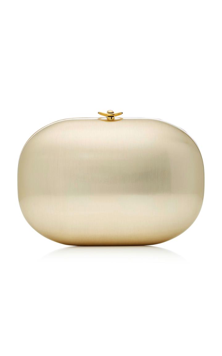 Jeffrey Levinson Satin Champagne Metallic Clutch