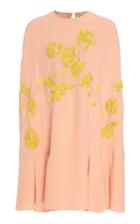 J. Mendel Mini Silk Cape Dress With Floral Embroidery