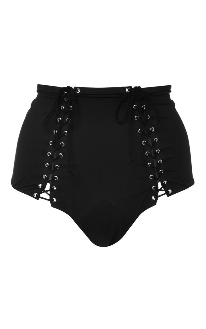 Fleur Du Mal Lace-up High Waist Bikini Bottom