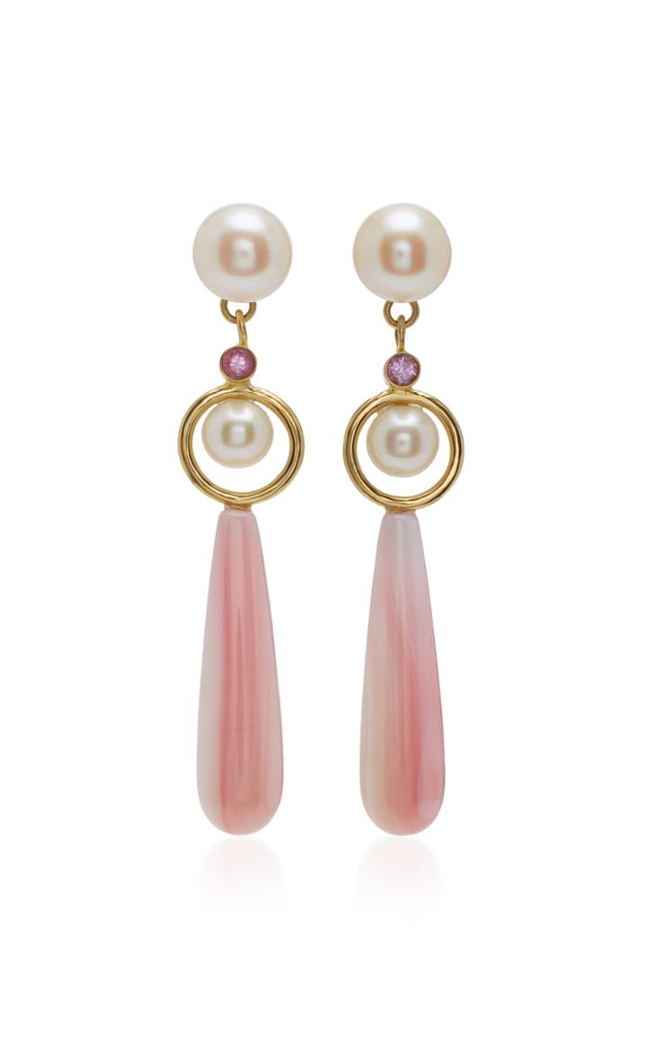 Katey Walker Freshwater Pearl And 18k Yellow Gold Drop Earrings