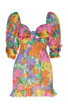 Moda Operandi Alessandra Rich Bow-accented Printed Silk Dress Size: 36