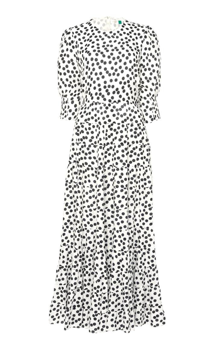 Rixo Agyness Cotton Tiered Maxi Dress With An Open Back And Tie Detail