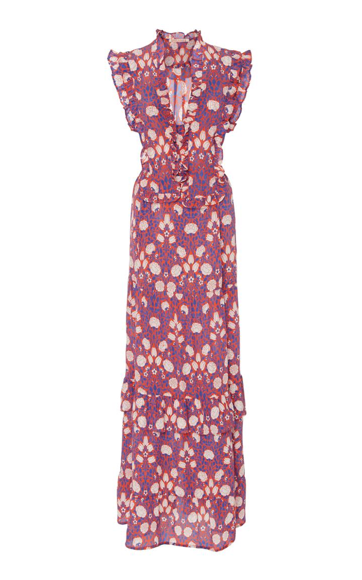 Banjanan Cordelia Ruffled Floral Silk-crepe Maxi Dress