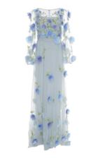 Luisa Beccaria Floral Sheer Embellished Gown
