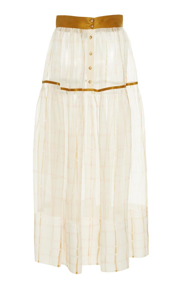 Moda Operandi Lee Mathews Sandy Silk-organza Tiered Midi Skirt Size: 1