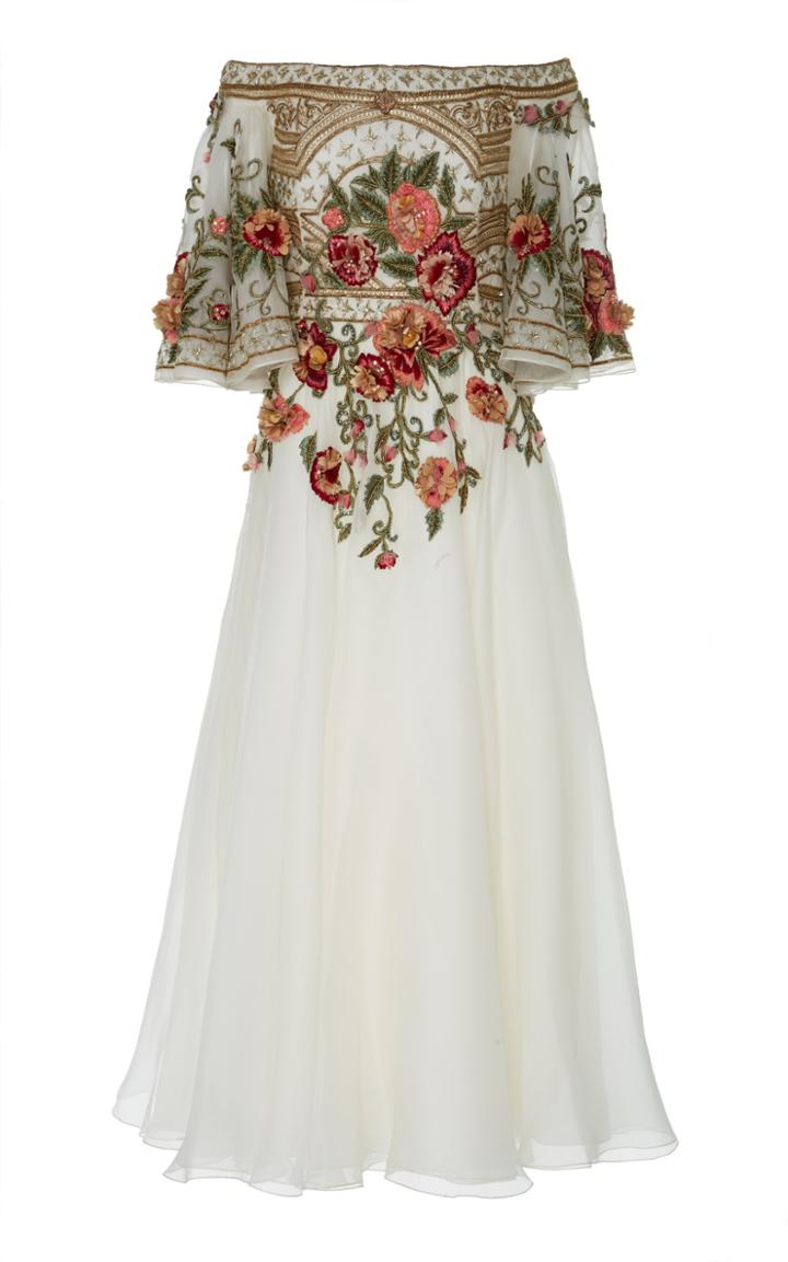 Marchesa Organza Off The Shoulder Dress