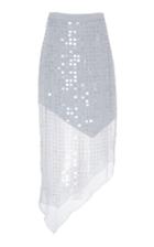 Cushnie Asymmetric Sequined Silk-chiffon Midi Skirt