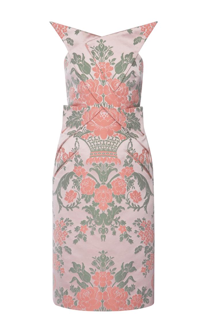 Christopher Kane V-neck Silk Jacquard Velcro Dress