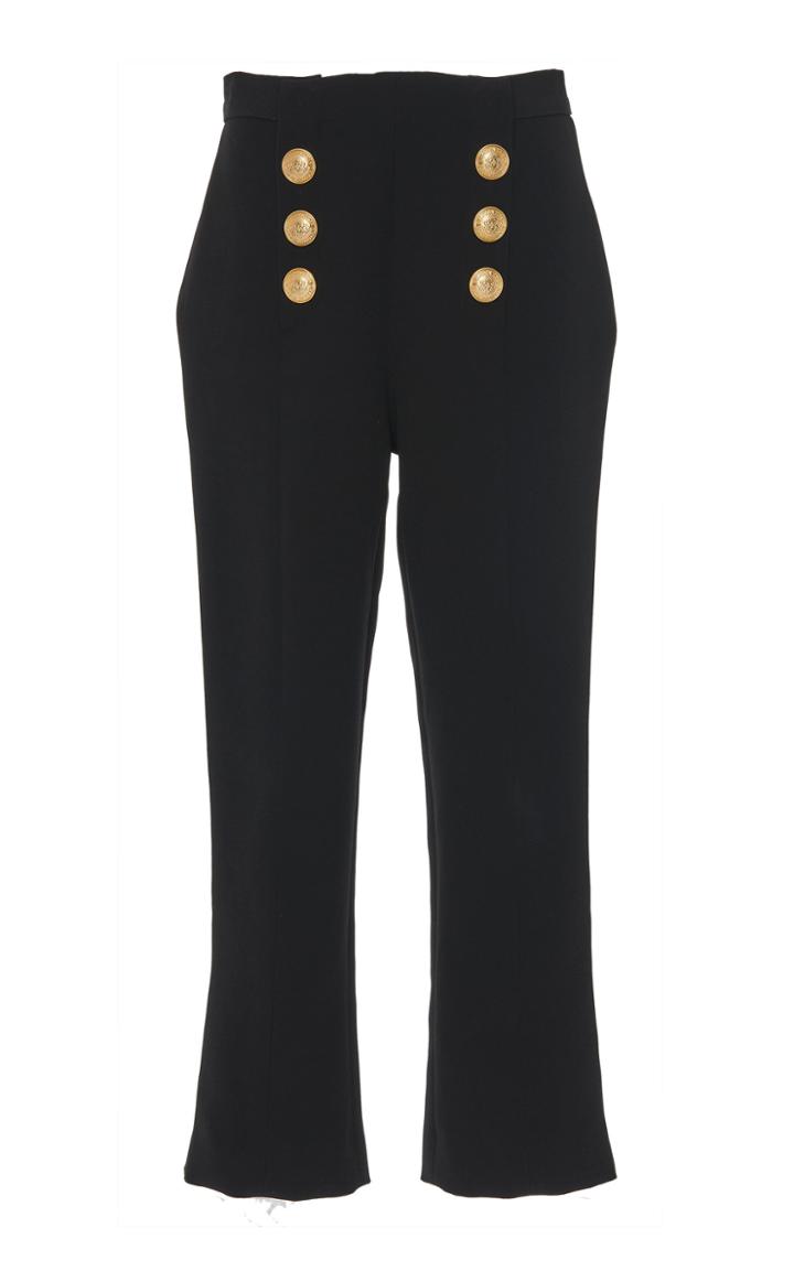 Balmain Cropped Wool Flared Pants
