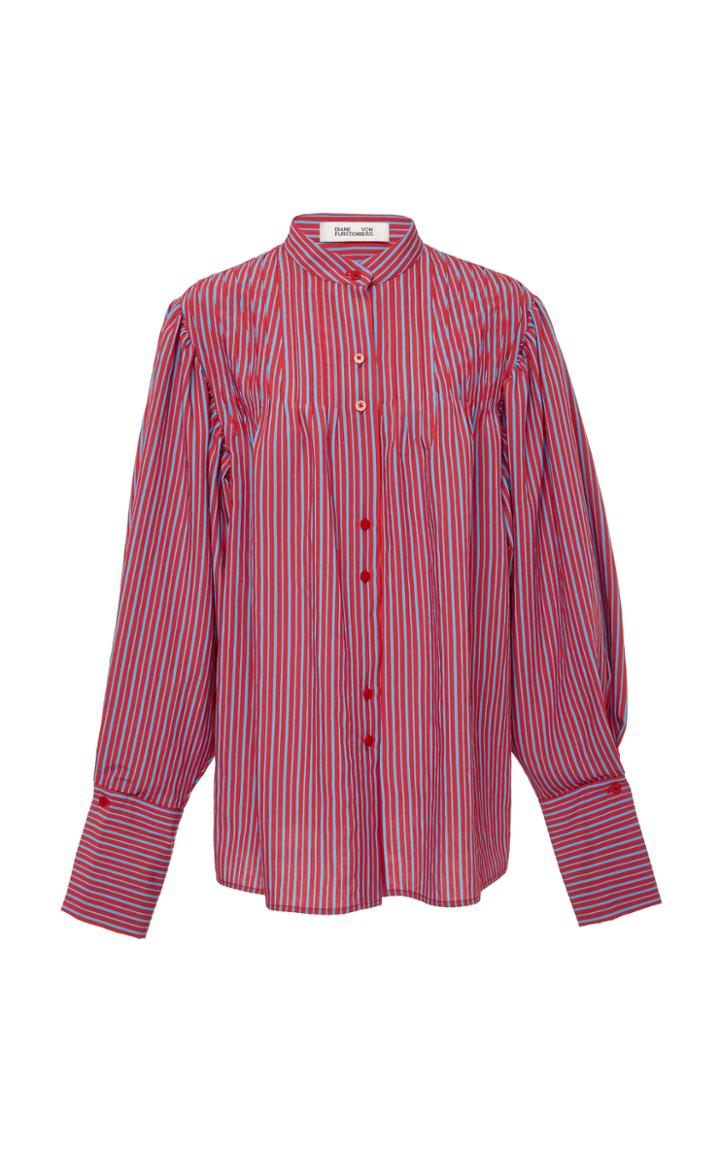 Diane Von Furstenberg Long Sleeve Pin Tuck Shirt