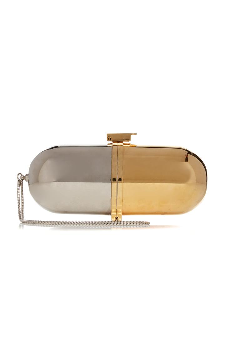 Moda Operandi Marzook Pill Two-tone Metallic Brass Clutch