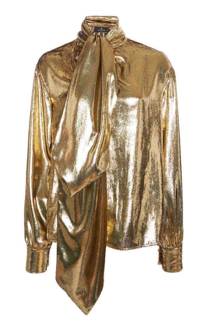 Moda Operandi Etro Pussy-bow Metallic Blouse