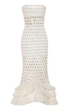 David Koma Strapless Fringe-trimmed Crepe Dress